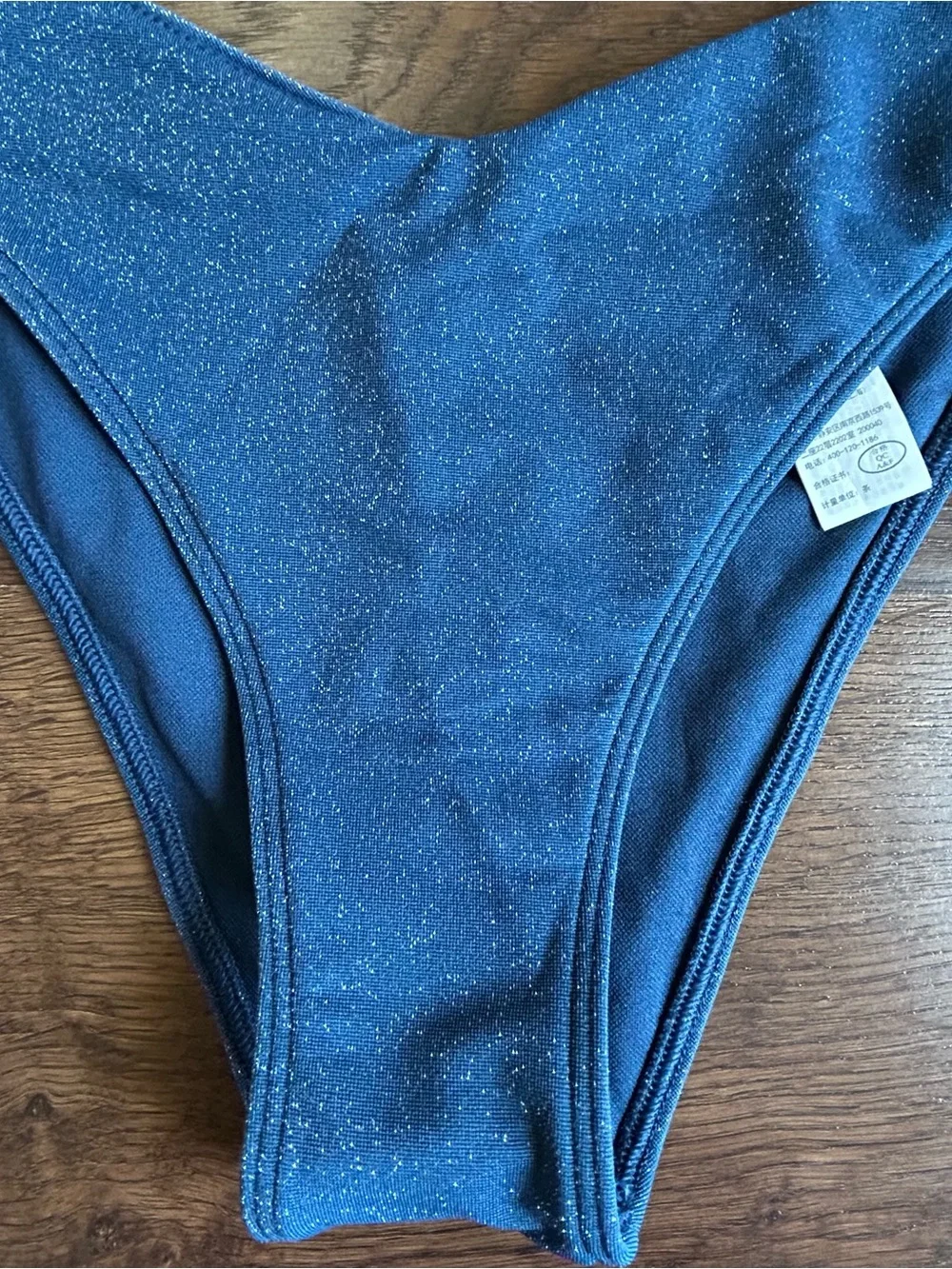 Abercrombie & Fitch High Leg Cheeky Shimmer Bikini Bottoms M